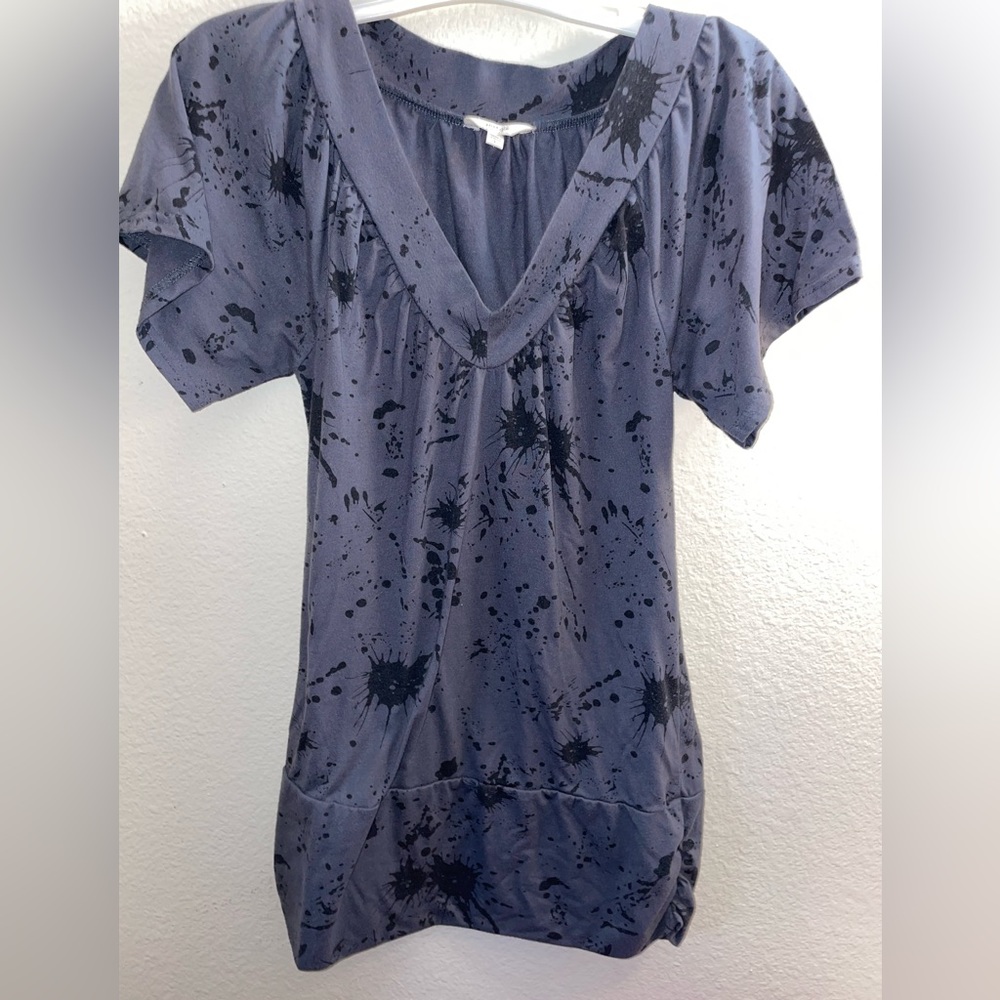 Grey Paint Splatter Top